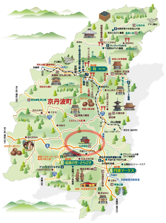 九手神社への地図