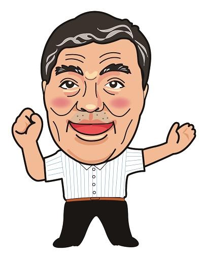 笑顔の町長の似顔絵イラスト