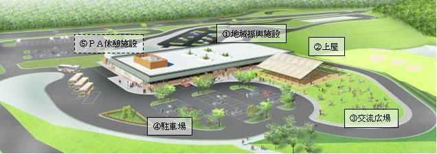 駐車場や建物の外観が描かれた「京丹波 味夢の里」の全景図