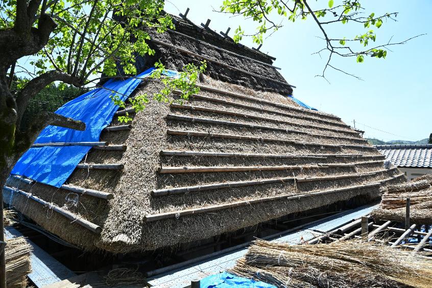 かやぶき屋根改修