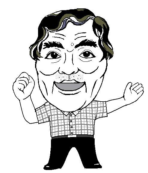 笑顔の町長似顔絵のイラスト