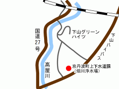 京丹波町水道事業畑川浄水場の地図